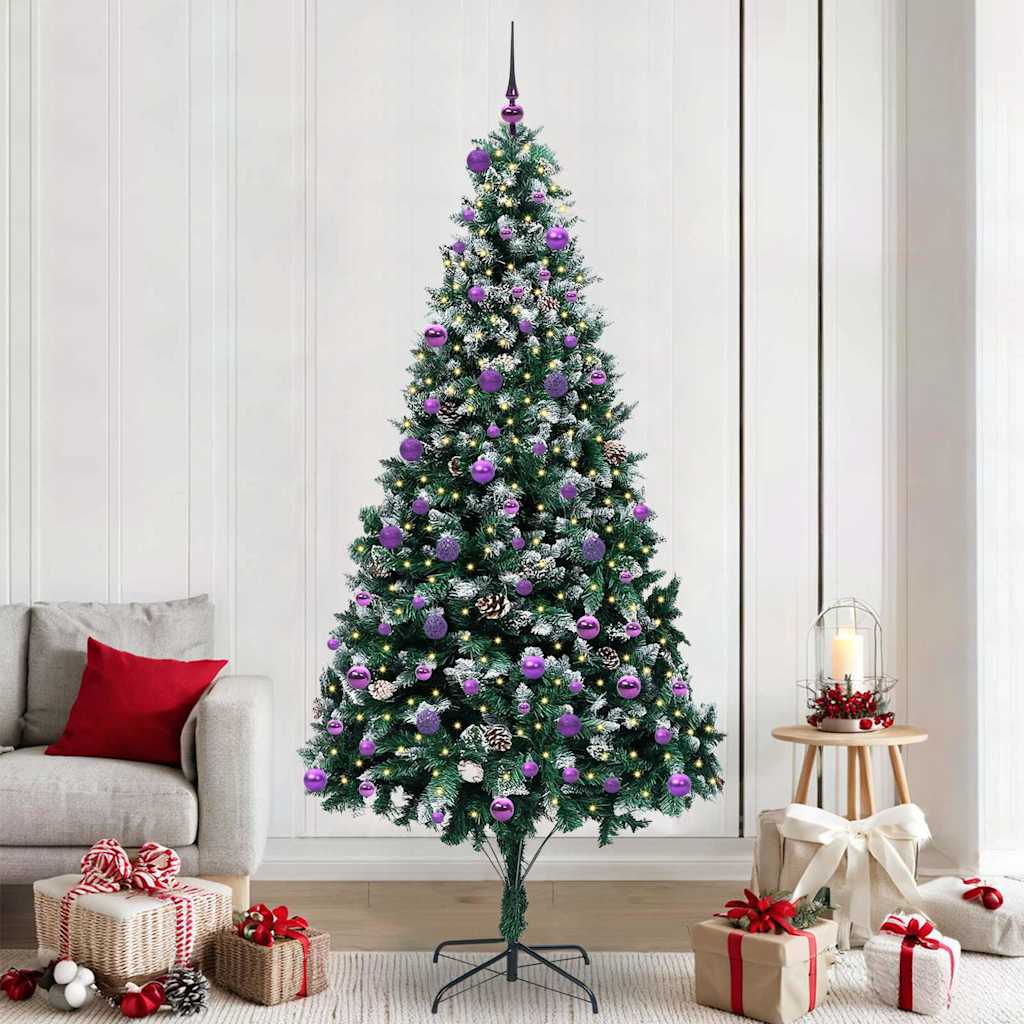 Kunstkerstboom Groen 240 cm PVC en Staal en Kunststof