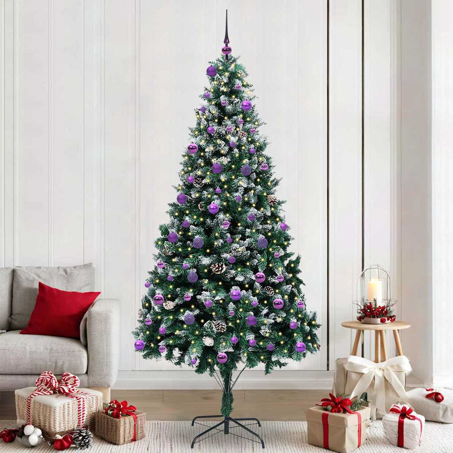Kunstkerstboom Groen 240 cm PVC en Staal en Kunststof