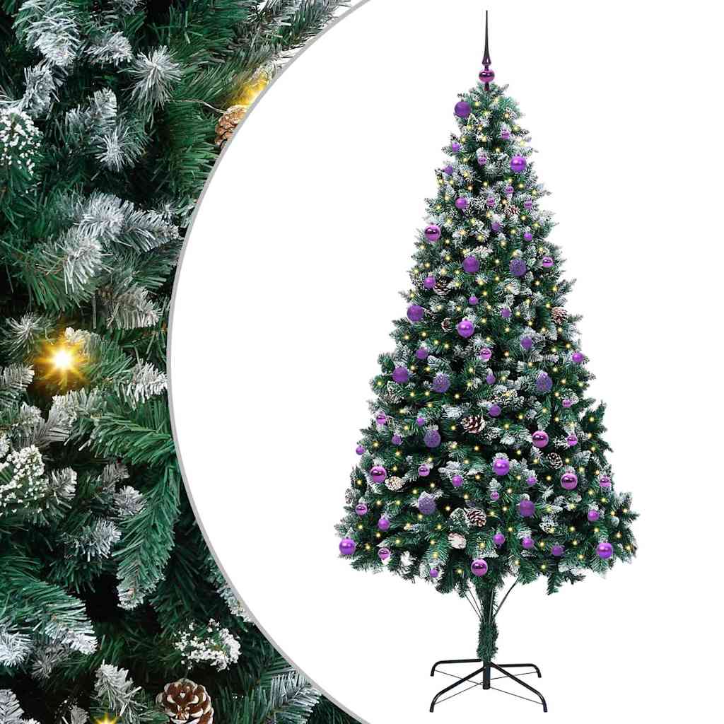 Kunstkerstboom Groen 240 cm PVC en Staal en Kunststof