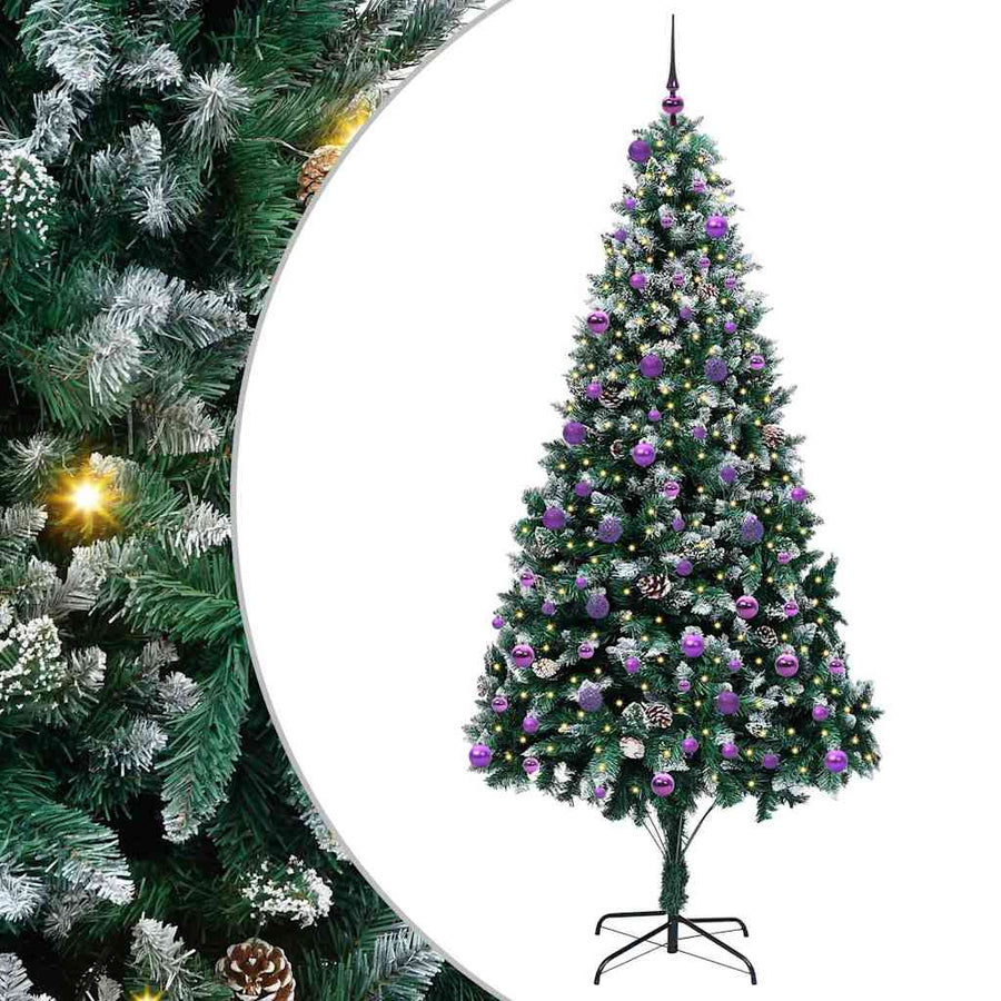 Kunstkerstboom Groen 240 cm PVC en Staal en Kunststof