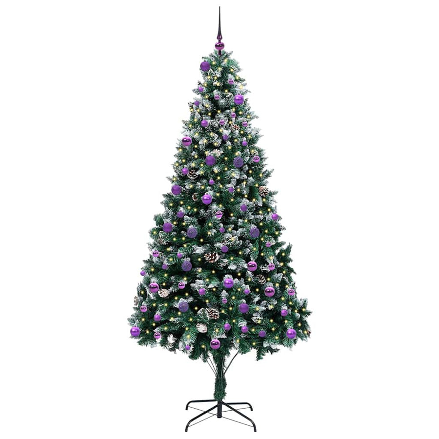 Kunstkerstboom Groen 240 cm PVC en Staal en Kunststof