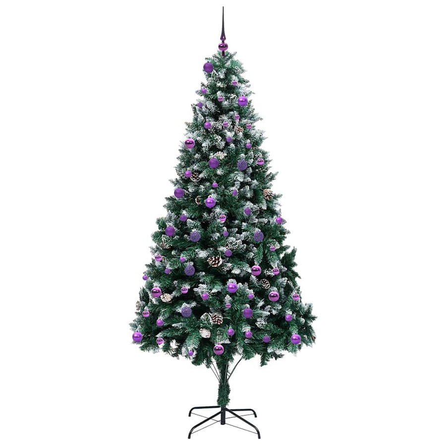 Kunstkerstboom Groen 240 cm PVC en Staal en Kunststof