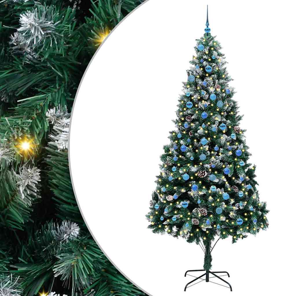 Kunstkerstboom Groen 240 cm PVC en Staal en Kunststof