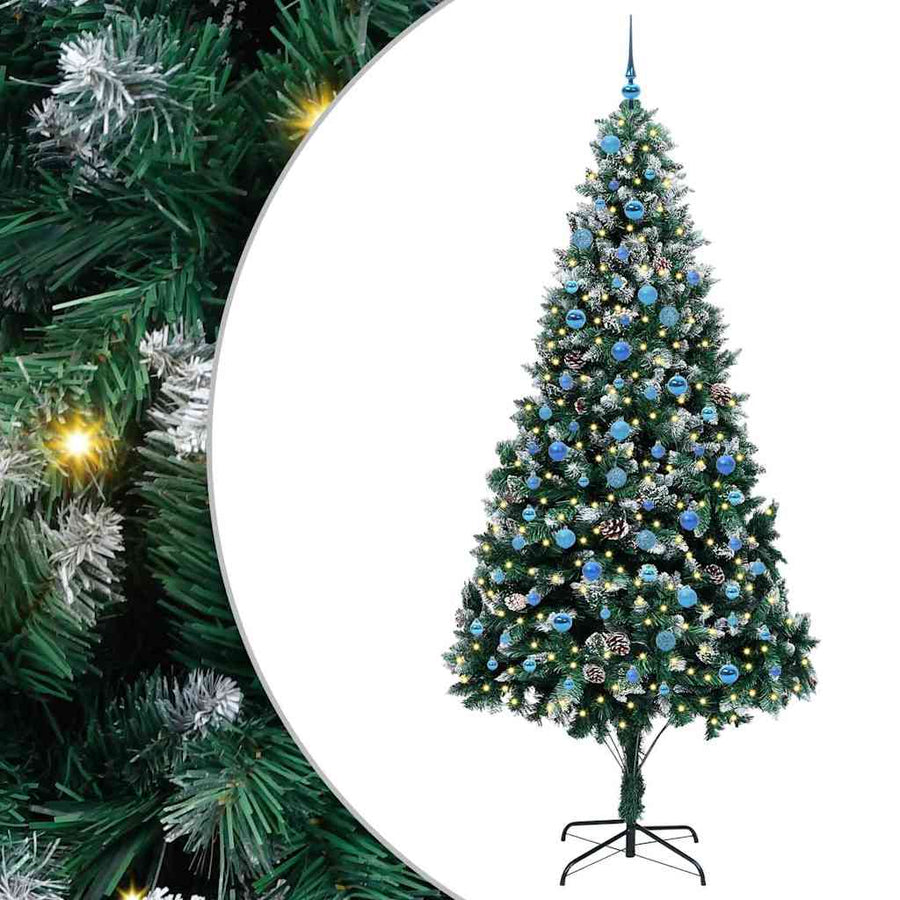 Kunstkerstboom Groen 240 cm PVC en Staal en Kunststof