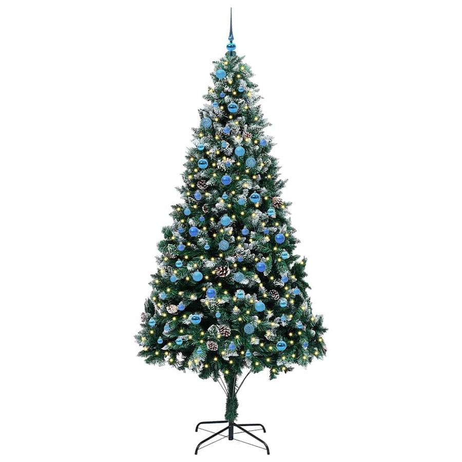 Kunstkerstboom Groen 240 cm PVC en Staal en Kunststof