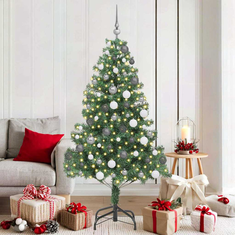 Kunstkerstboom met LED -striplichten Groen 180 x 40 cm PVC