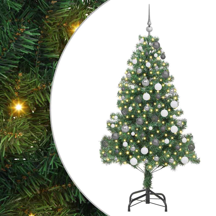 Kunstkerstboom met LED -striplichten Groen 180 x 40 cm PVC