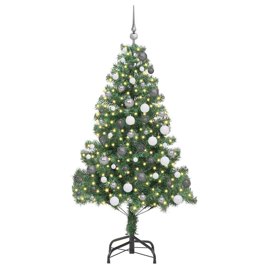 Kunstkerstboom met LED -striplichten Groen 180 x 40 cm PVC