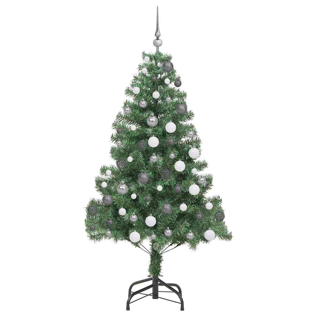 Kunstkerstboom met LED -striplichten Groen 180 x 40 cm PVC