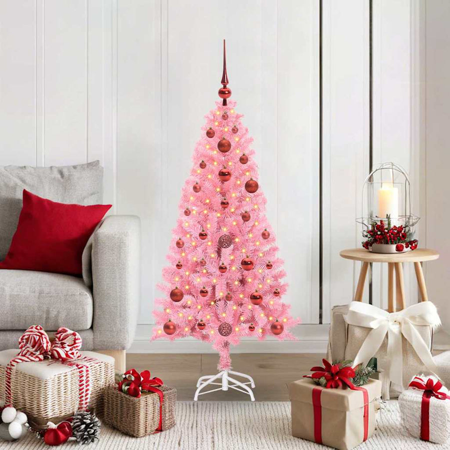 Kerstboom met 150 LED met standaard Roze 120 cm PVC
