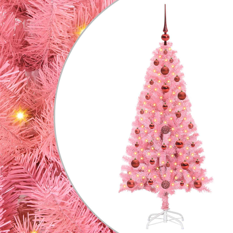 Kerstboom met 150 LED met standaard Roze 120 cm PVC
