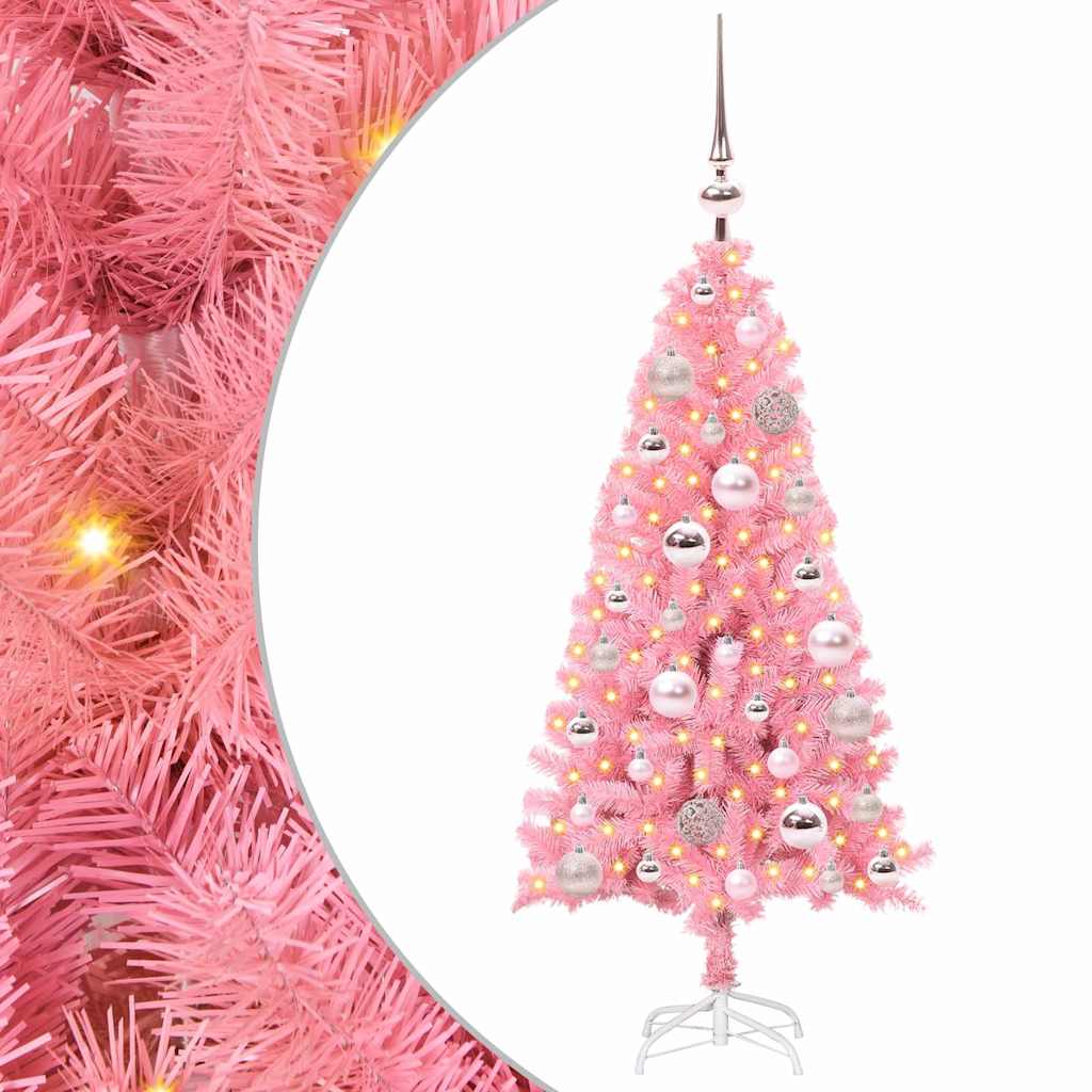 Kerstboom met 150 LED met standaard Roze 120 cm PVC