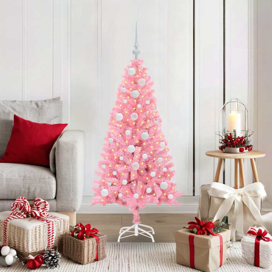 Kerstboom met 150 LED met standaard Roze 120 cm PVC
