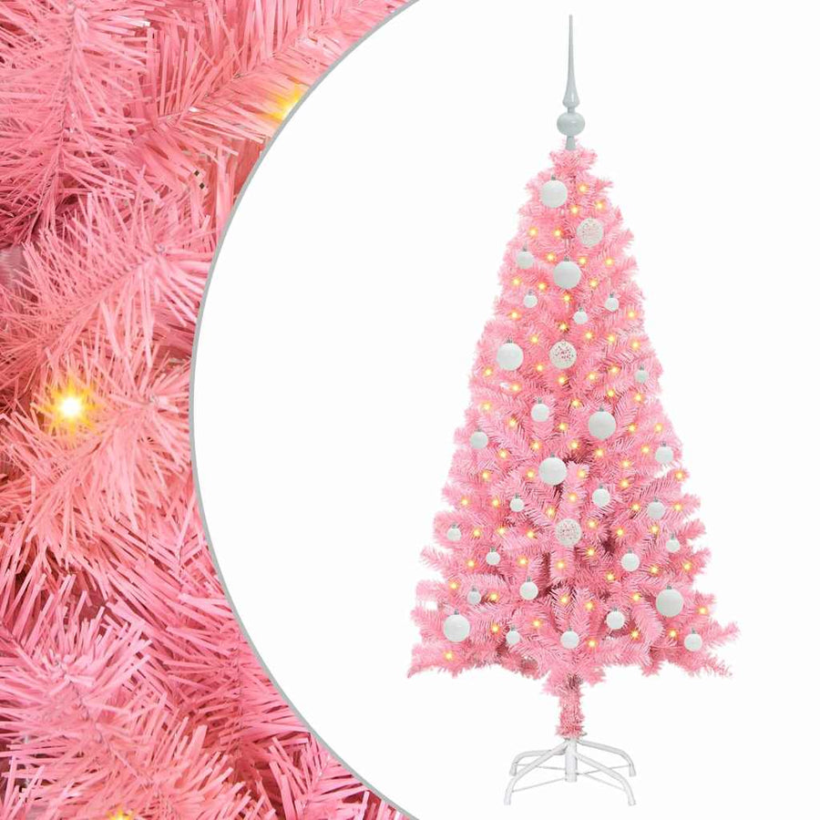Kerstboom met 150 LED met standaard Roze 120 cm PVC