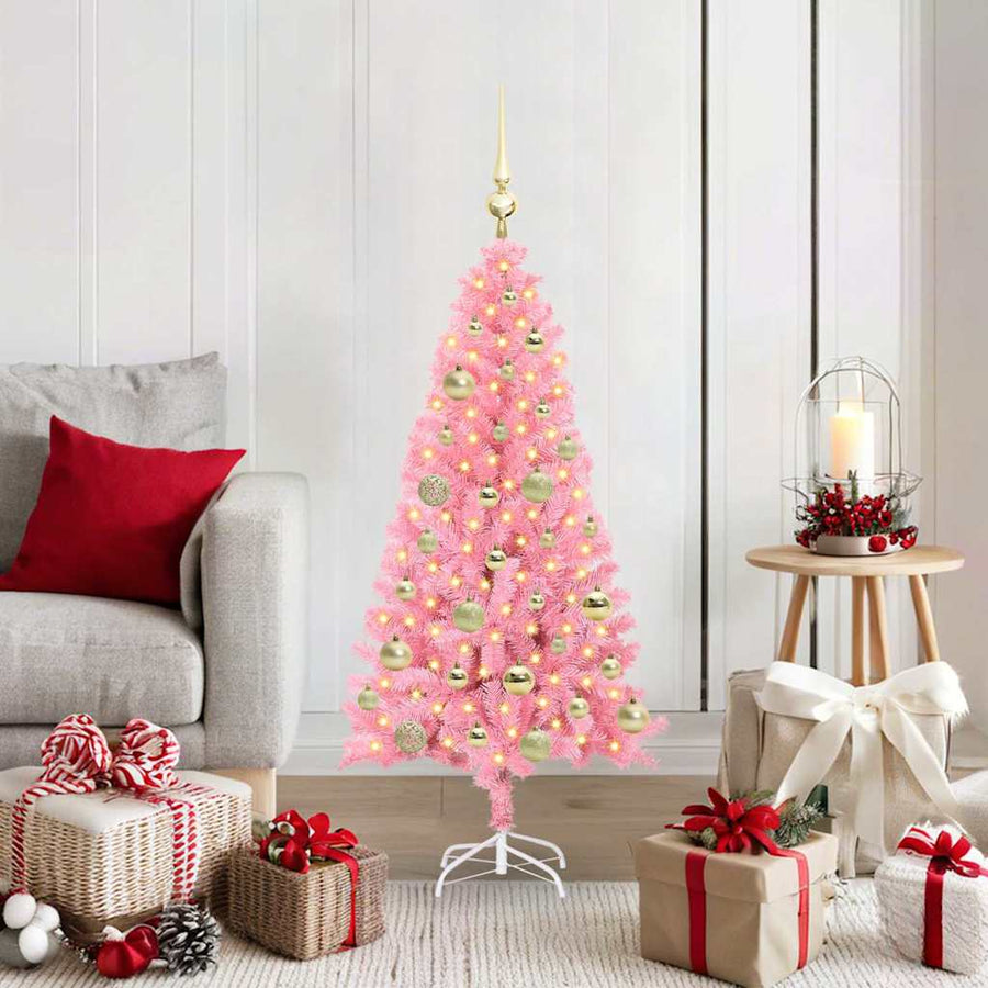 Kerstboom met 150 LED met standaard Roze 120 cm PVC