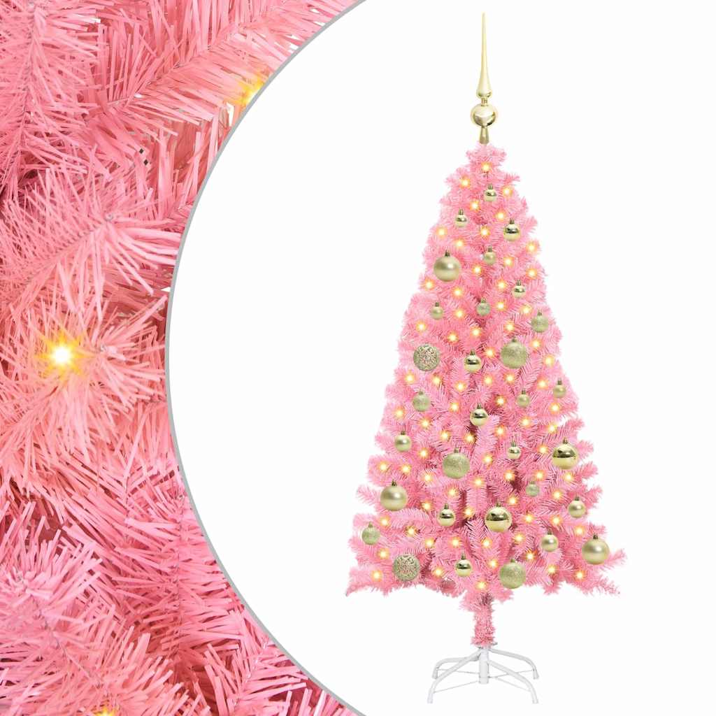 Kerstboom met 150 LED met standaard Roze 120 cm PVC