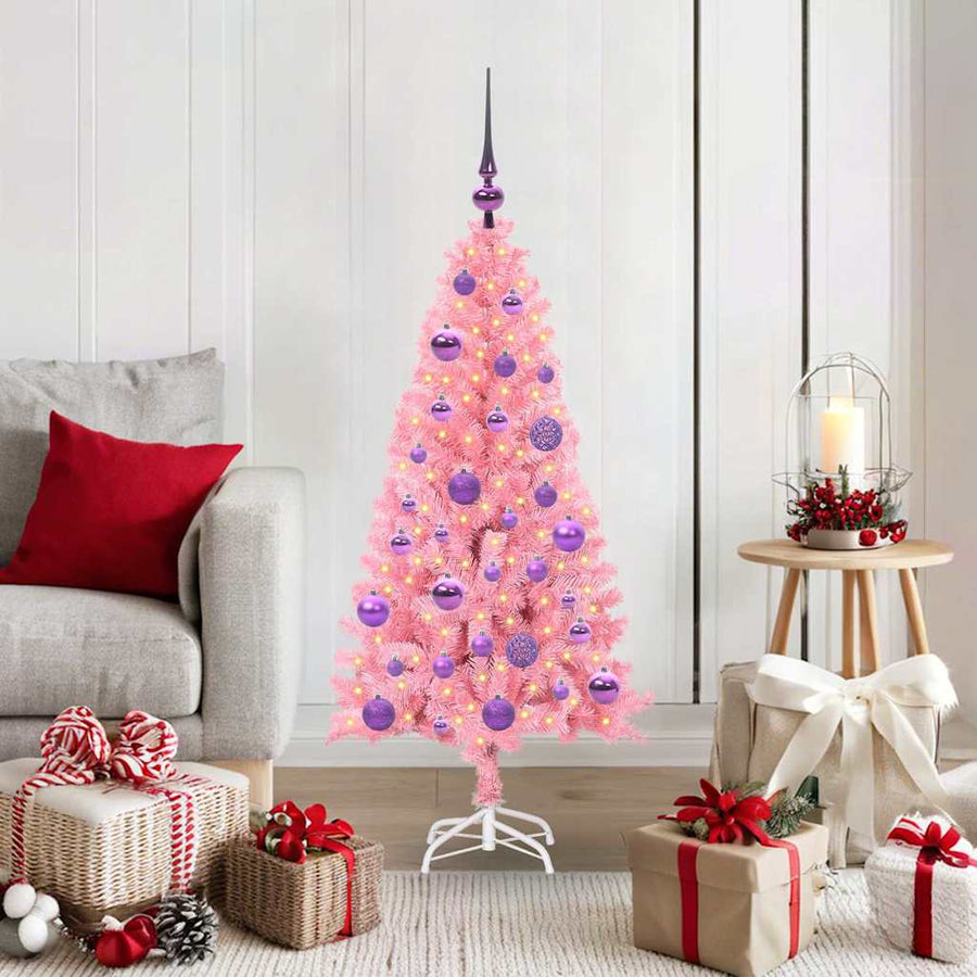 Kerstboom met 150 LED met standaard Roze 120 cm PVC