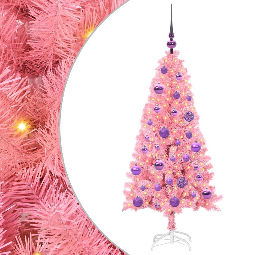 Kerstboom met 150 LED met standaard Roze 120 cm PVC