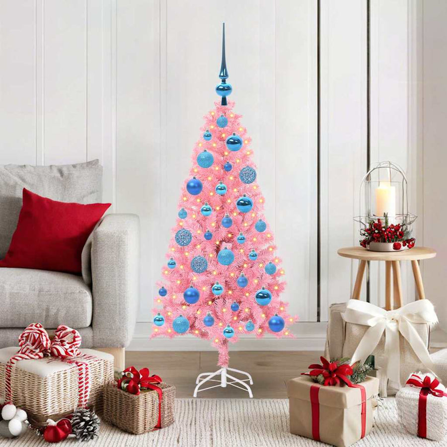 Kerstboom met 150 LED met standaard Roze 120 cm PVC