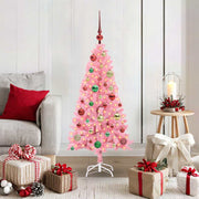 Kerstboom 120 cm roze met 150 LED en standaard PVC