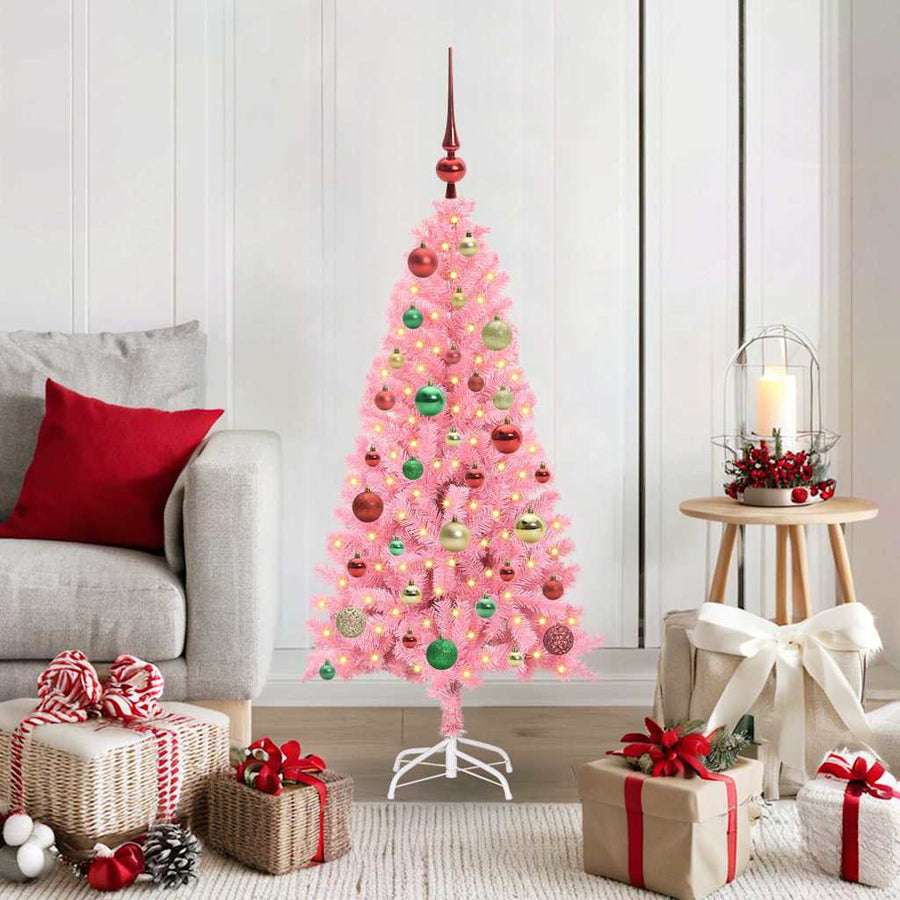 Kerstboom met 150 LED met standaard Roze 120 cm PVC