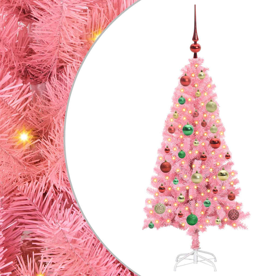 Kerstboom met 150 LED met standaard Roze 120 cm PVC