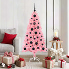 Kerstboom 150 cm roze met 150 LED en standaard PVC