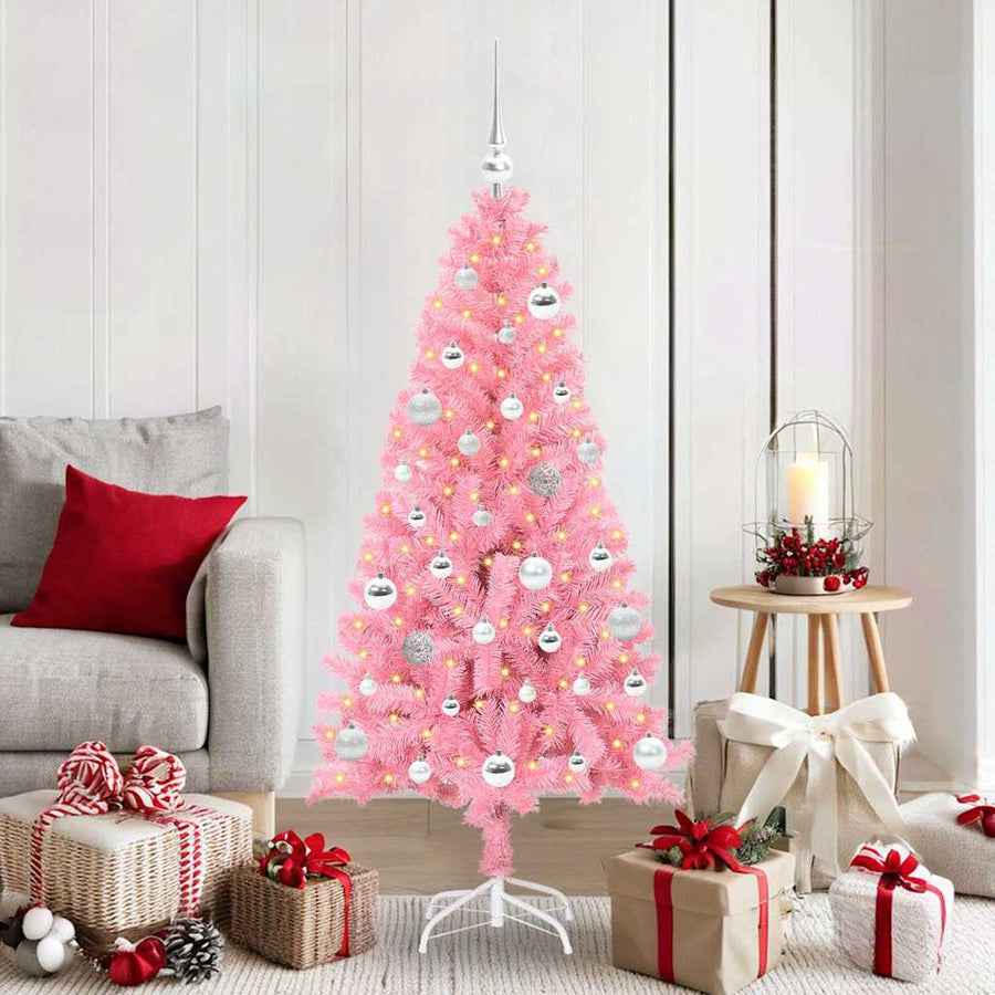 Kerstboom met 150 LED met standaard Roze 150 cm PVC