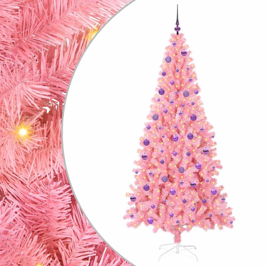Kerstboom met 300 LED met standaard Roze 210 cm PVC