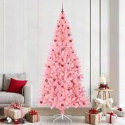 Kerstboom 240 cm roze met 300 led en standaard pvc