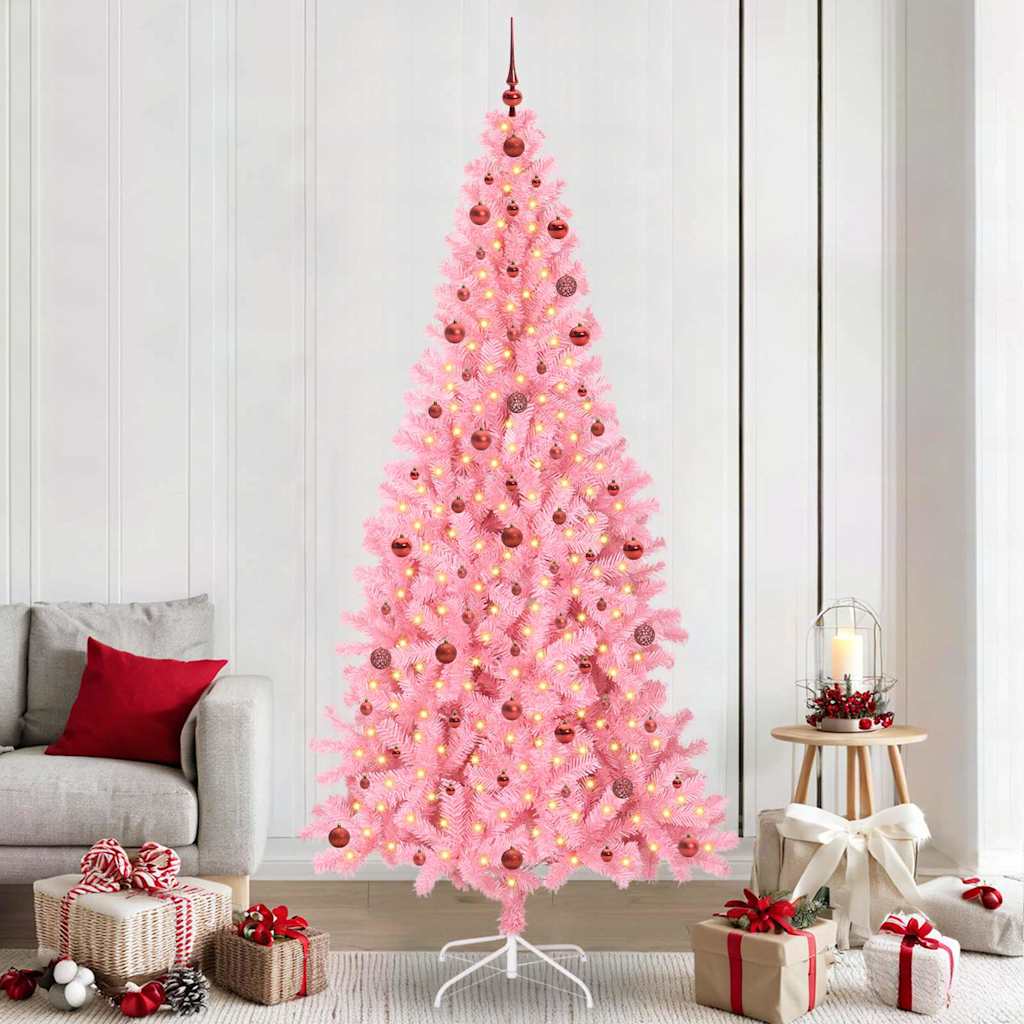 Kerstboom Met 300 Led Met Standaard Pvc Roze 240 cm