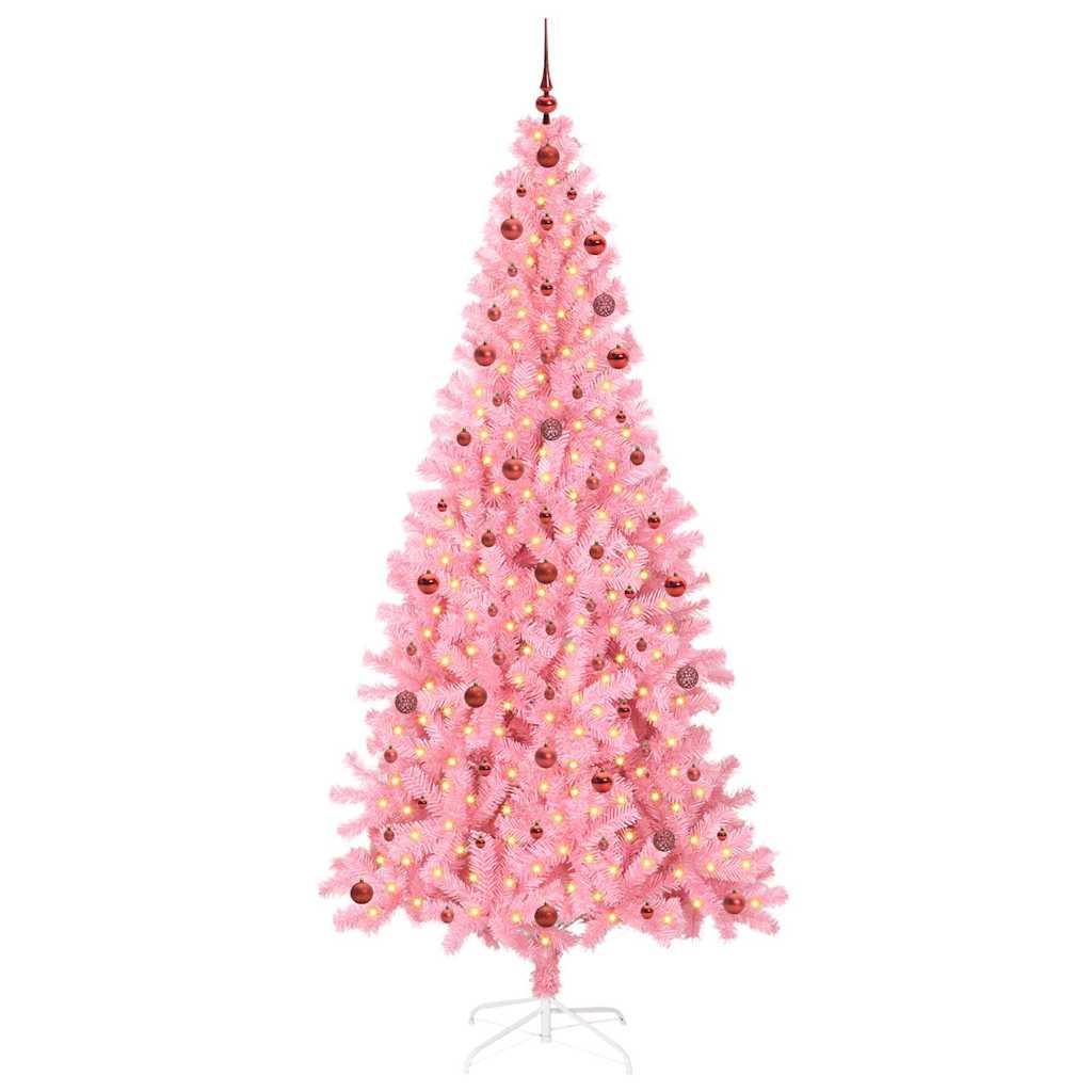 Kerstboom Met 300 Led Met Standaard Pvc Roze 240 cm
