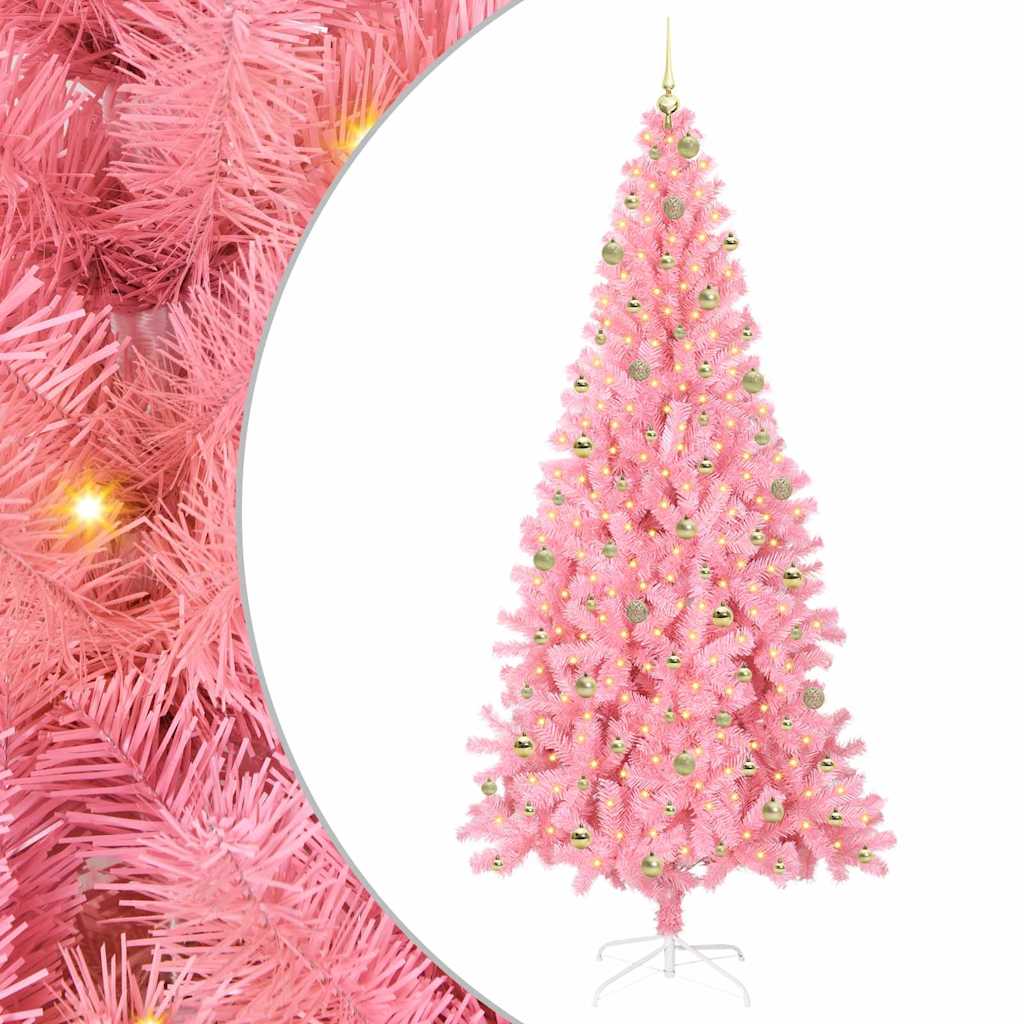Kerstboom met 300 LED met standaard Roze 240 cm PVC