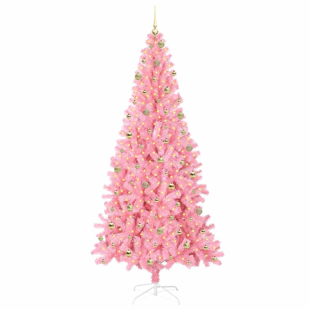 Kerstboom met 300 LED met standaard Roze 240 cm PVC