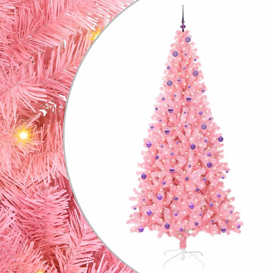 Kerstboom Met 300 Led Met Standaard Pvc Roze 240 cm
