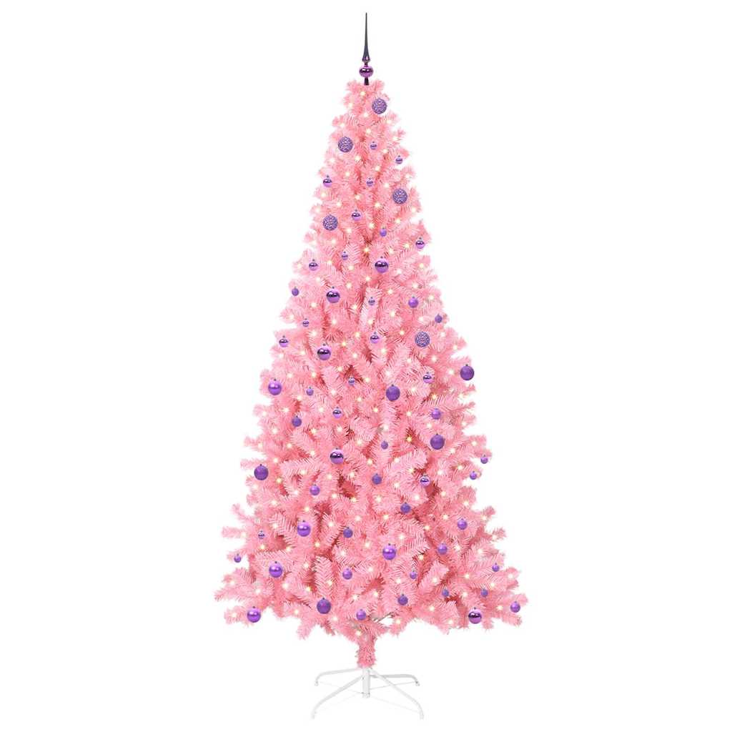 Kerstboom Met 300 Led Met Standaard Pvc Roze 240 cm