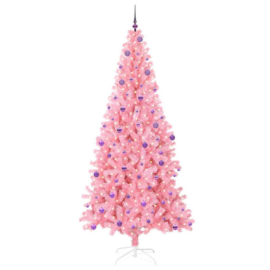 Kerstboom Met 300 Led Met Standaard Pvc Roze 240 cm