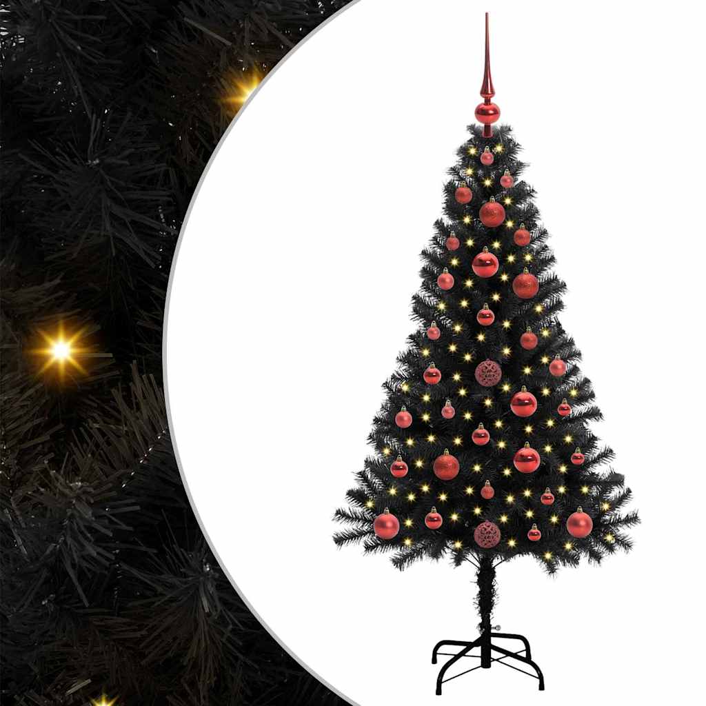 Kerstboom met 150 LED met standaard Zwart 120 cm PVC