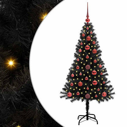Kerstboom met 150 LED met standaard Zwart 120 cm PVC