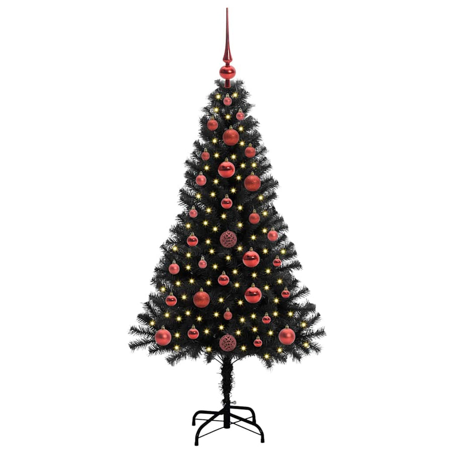 Kerstboom met 150 LED met standaard Zwart 120 cm PVC