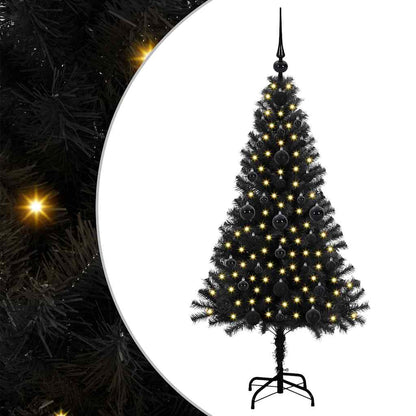 Kerstboom met 150 LED met standaard Zwart 120 cm PVC