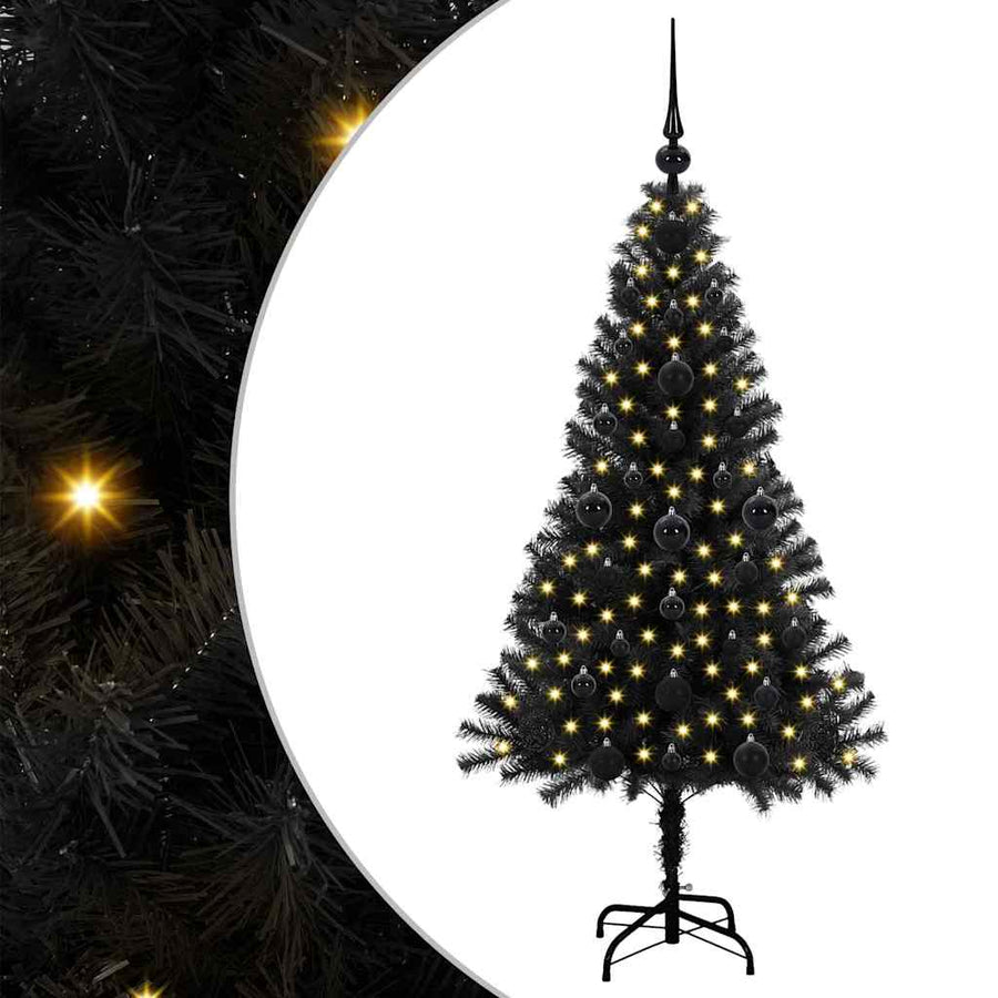 Kerstboom met 150 LED met standaard Zwart 120 cm PVC