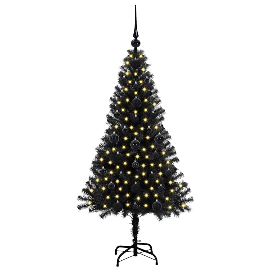 Kerstboom met 150 LED met standaard Zwart 120 cm PVC