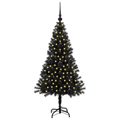 Kerstboom met 150 LED met standaard Zwart 120 cm PVC