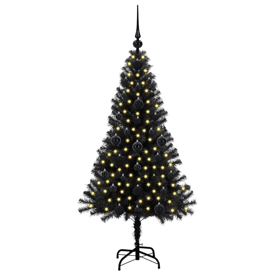 Kerstboom met 150 LED met standaard Zwart 120 cm PVC