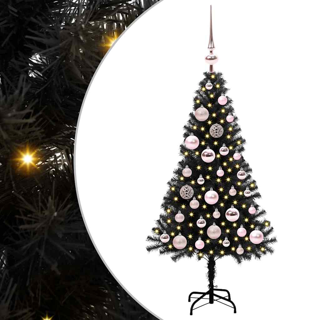 Kerstboom met 150 LED met standaard Zwart 120 cm PVC