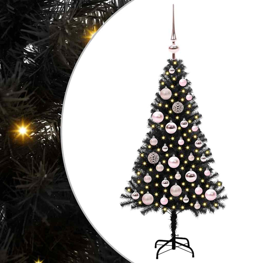Kerstboom met 150 LED met standaard Zwart 120 cm PVC