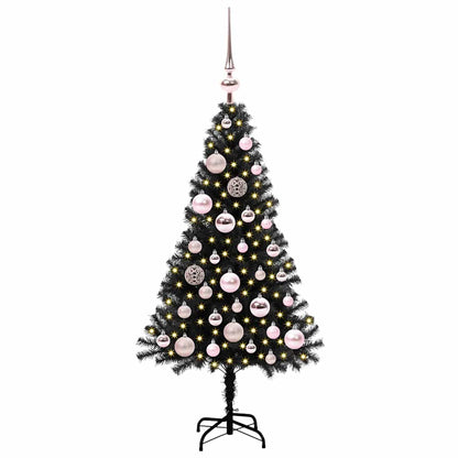 Kerstboom met 150 LED met standaard Zwart 120 cm PVC