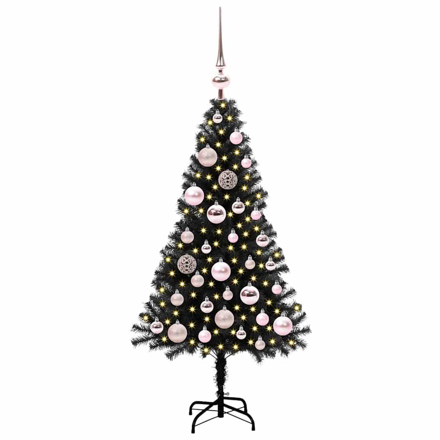 Kerstboom met 150 LED met standaard Zwart 120 cm PVC