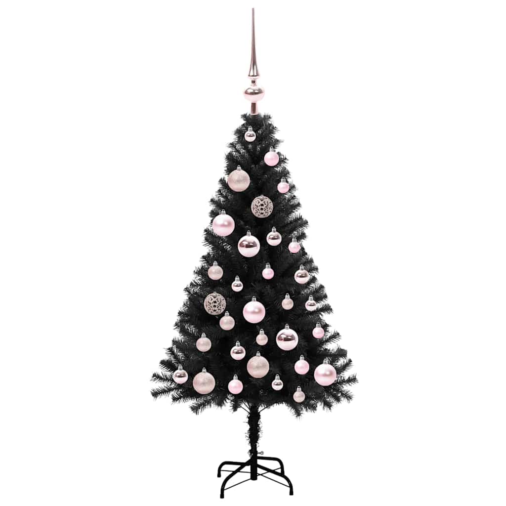 Kerstboom met 150 LED met standaard Zwart 120 cm PVC